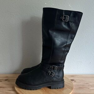 Pop Womens Baldwin Flat Heel Motorcycle Boots